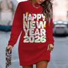 Ladies' Elegant, Fashionable, Trendy and Casual Hoodie,New Year Element Printed Three-dimensional Cut Women's Long Red Hoodie