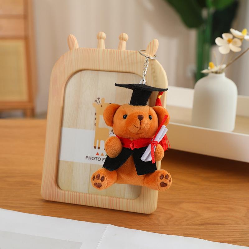 12cm Doctor Bear Plush Toy - Graduation Stuffed Animal with Cap & Gown Cute Educational Gift for Students Kids Graduation Season