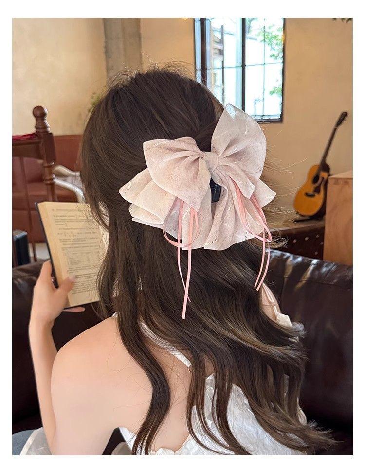 Polka Dot Bow Claw Clip: Elegant Women's Hair Accessory