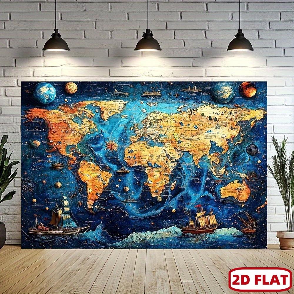 2D flat surface one-piece world map banner suitable for decoration at birthdays weddings and parties