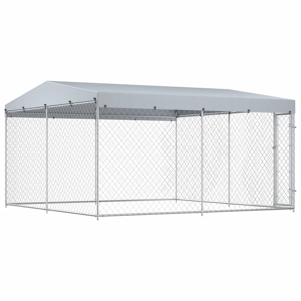 vidaXL Outdoor-Hundezwinger mit Überdachung 382x382x225 cm