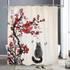 Asian Shower Curtain Traditional Chinese Pine Trees And Crane Flying Landscape Art Fabric Bathroom Decor Bath Curtains Set Hooks