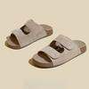 Retro Leather Thick-soled Casual One-word Slippers Women's Summer New Round Head Soft Bottom Versatile Outer Wear Beach Mop