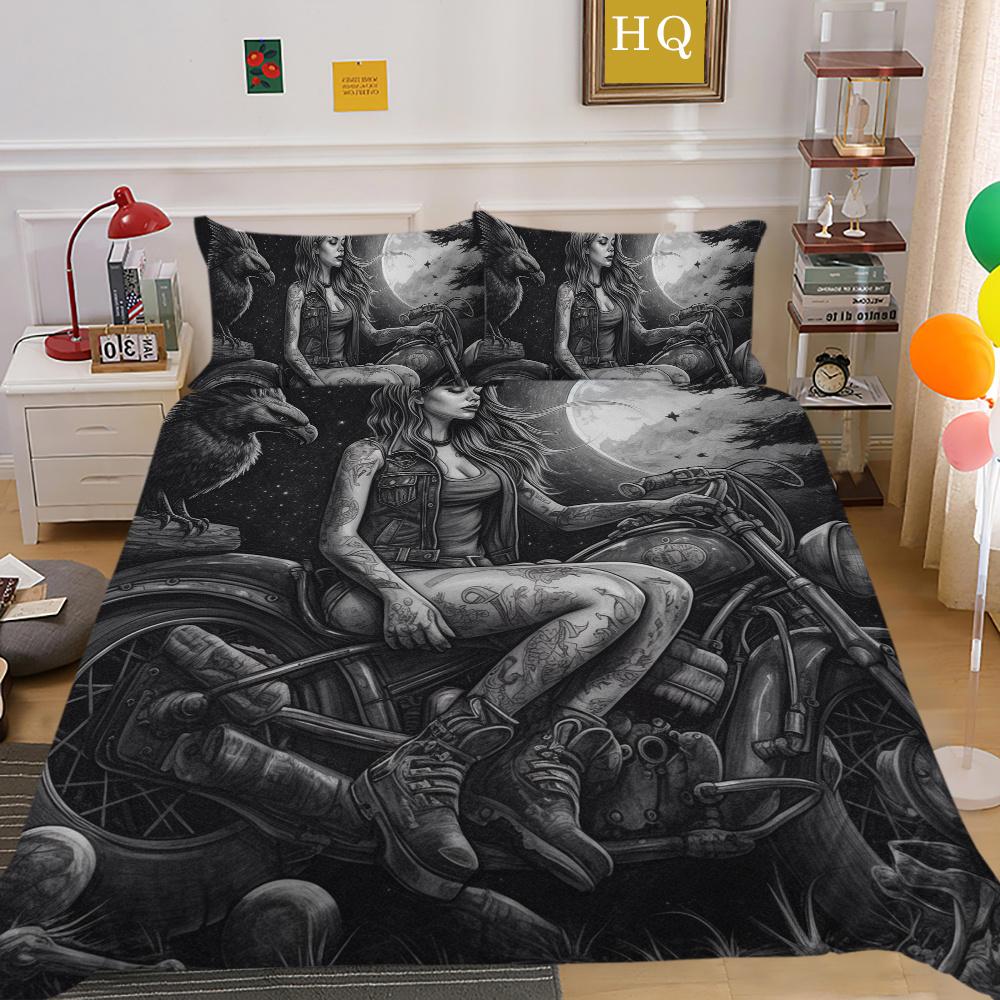 Krásný povlak na lůžkoviny s potiskem lebky Dvojitá velikost Mikrovlákno Ložní prádlo Teen Cool Módní Dekorace ložnice