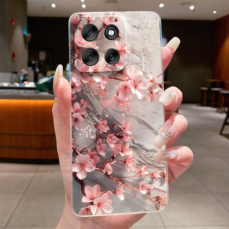 Phone Case For Motorola Moto G56 / Moto G66J / Moto G66Y 5G Butterfly Bow Protective Casing Transparent Soft Silicone TPU Cover