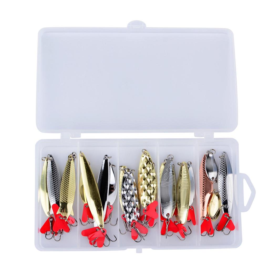 Cross 5-Compartment Sequin and Spoon Lure Set, 20-Piece Universal Fishing Bait Collection