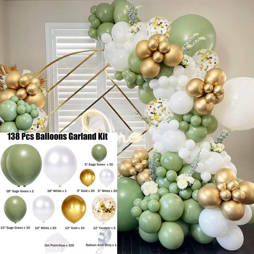 Mori Set Green Latex Balloon Chain Set Vintage Themed Birthday Party Decorative Jungle Set