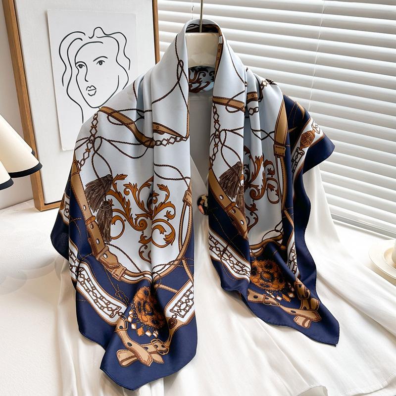 

Европа Америка Новый 90X90см Большой Квадратный Платок Женский Шелковый Платок Бандана Повязка на Голову Ободок Шейный Платок Накидка Фуляр Лента 90X90cm