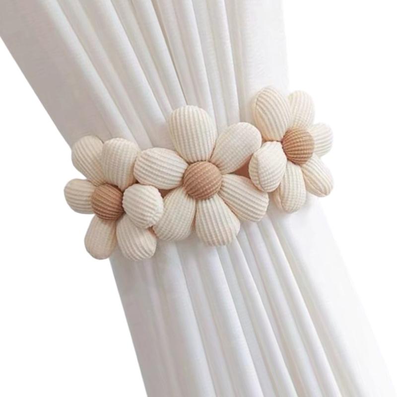 Decorative Elastic Curtain Tiebacks with Floral for Living Room or Office