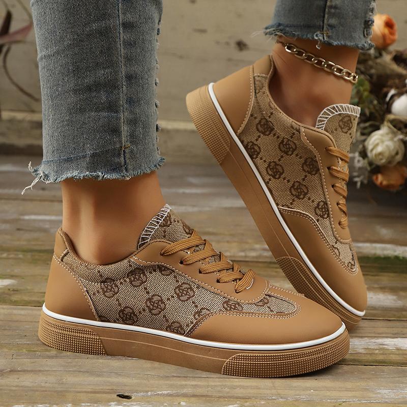 Fashion Vintage Embroidered Women's Sneakers Brand Design Comfortable Casual Shoes Woman Flat Heels Lace Up Walking Sneakers Plus Size