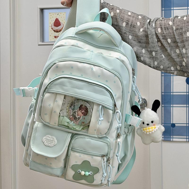 Schoolbag Schoolbag Japanese Ins High Value Fresh and Sweet Contrasting Color Splicing Backpack Junior High School Students Lightweight Travel
