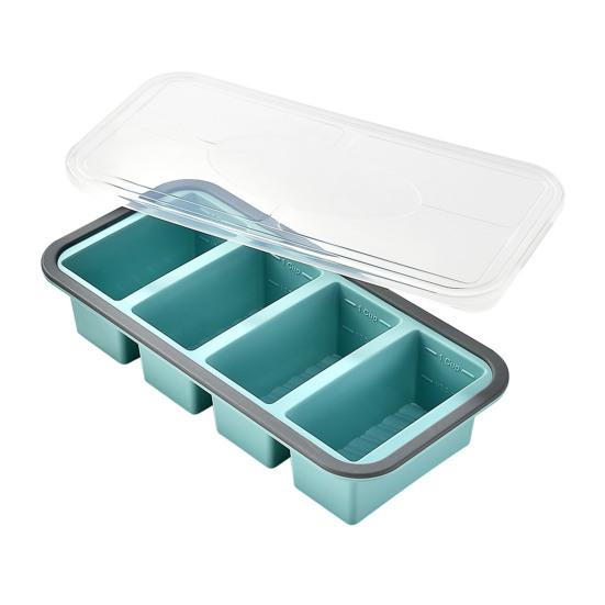 Silicone Food Storage Container with Lid Reusable Freezer Lunch Box Tray Divided Meal Prep Container for Kitchen