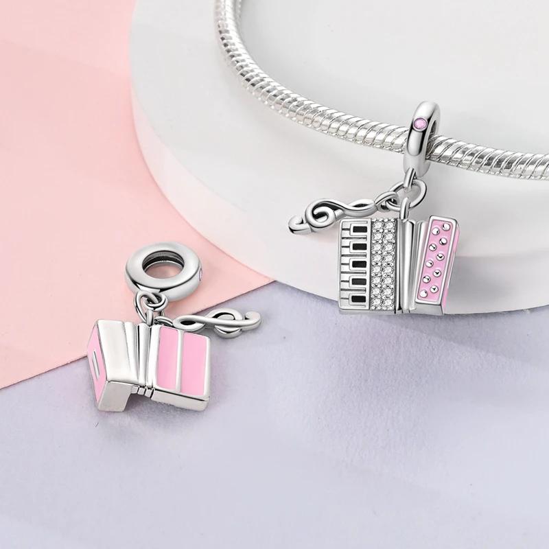 Pink Accordion Note Beads Copper Original Beads Fit Originalcharms Bracelet Beads Jewelry Gifts For Women