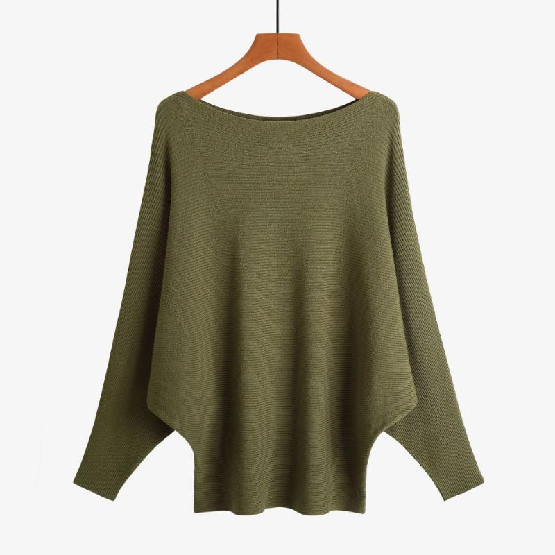 Loose Casual Fashion Bat Long Sleeve Women Sweater Solid Color Pullover Autumn Winter Knitted Tops Elegant Simple Sweaters Basic Clothing