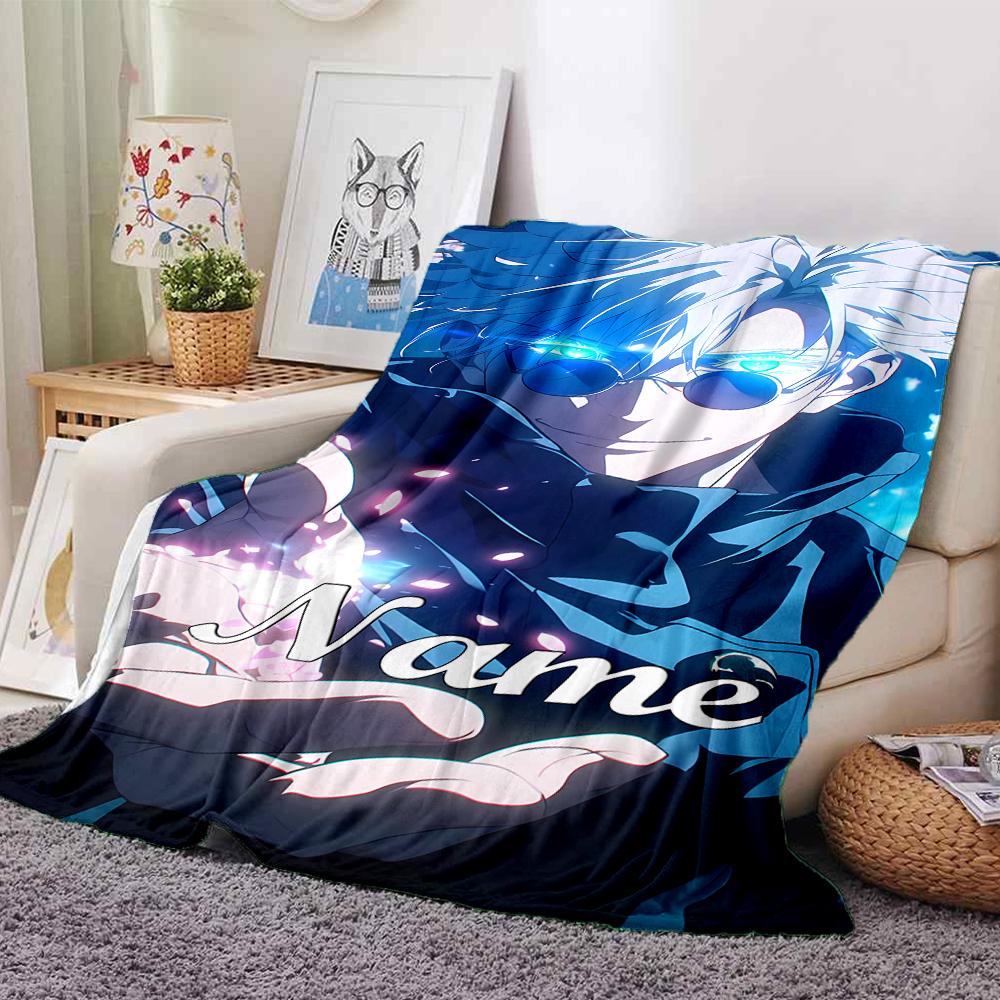 Customiz Name Personality Jujutsu Kaisen Blanket Soft &Warm Sofa Office Bed Travel Lunch Break Blanket, Gift Suitable All Seasons