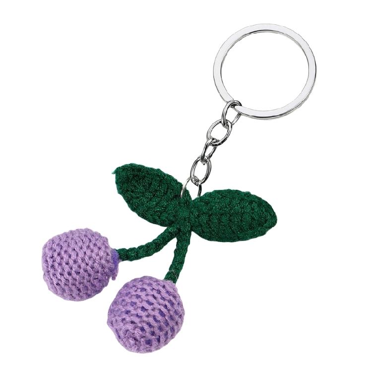 Unique Cherry Charm Pendant Sturdy Yarn Ornament Handmade Knitted Designs Accessory for Keychains and Personalize Gifts