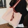 2025 Casual Commuter Tote Bag Women's Niche Striped Simple Fashion Portable Shoulder Bag Large Capacity Underarm Bag