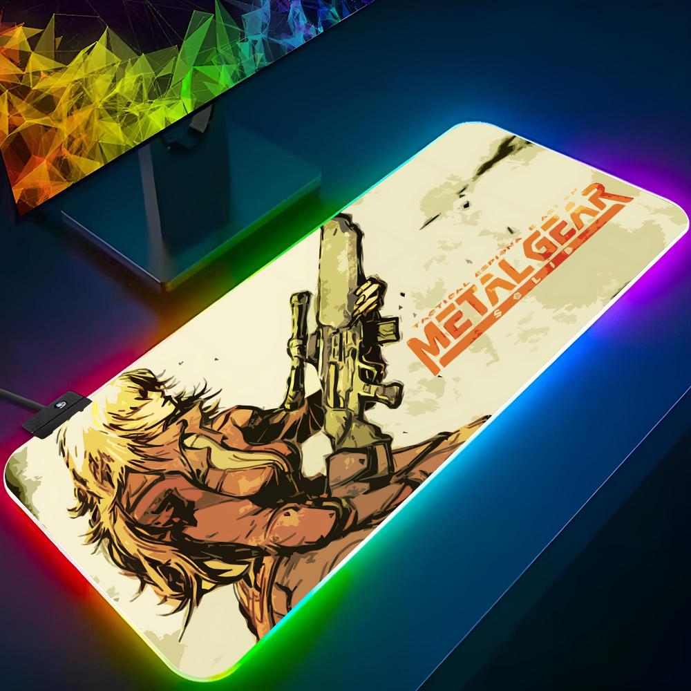 Metal Gear Solid Mouse Pad Gaming Rgb Mousepad Gifts Backlit Keyboard Gamer Girl Xxl Laptop Mat Table Pads Deskpad