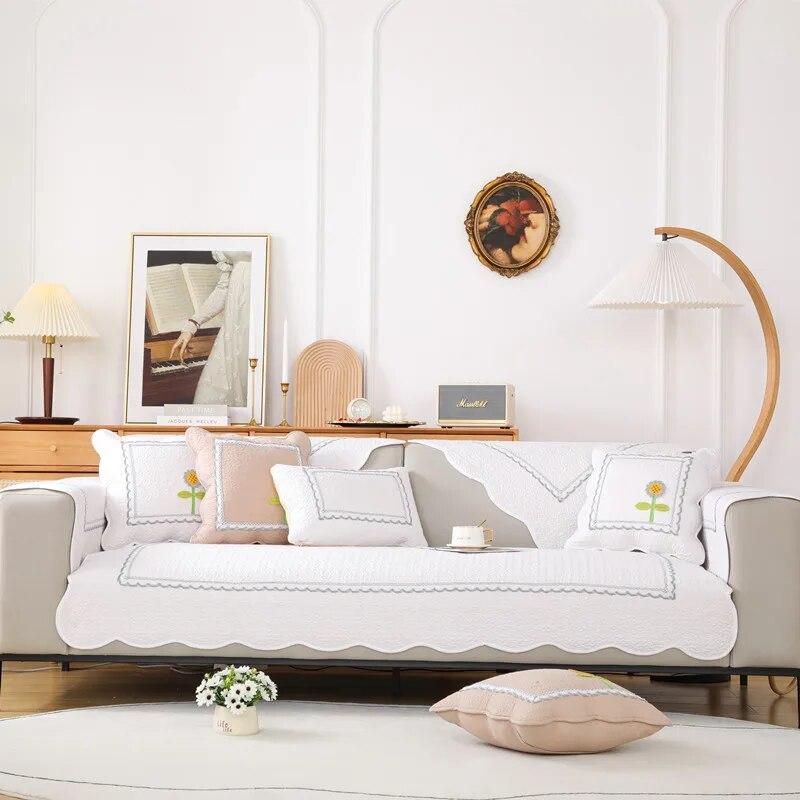 

Четыре сезона, хлопковая муаровая стеганая подушка для дивана, корейская противоскользящая подушка для дивана со свежими цветами, полотенце 70-70cm