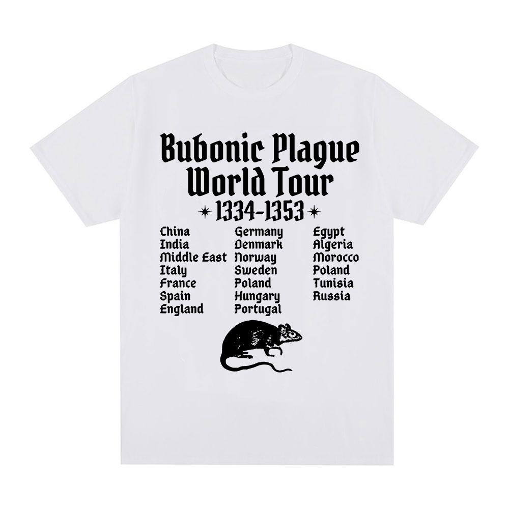 Bubonic Plague World Tour T-shirt Men Women Funny Mouse Rat Meme Gothic T Shirt Vintage Casual Oversized T Shirts Streetwear