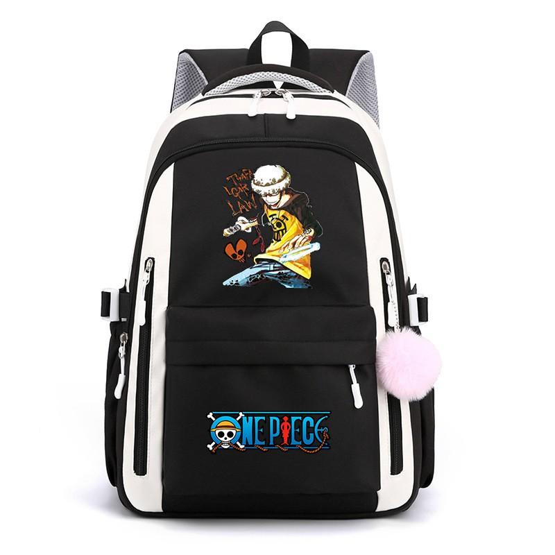 One Piece Anime Super Novice Luffy Printed Canvas School Backpack Teens High Capacity Travel Bag