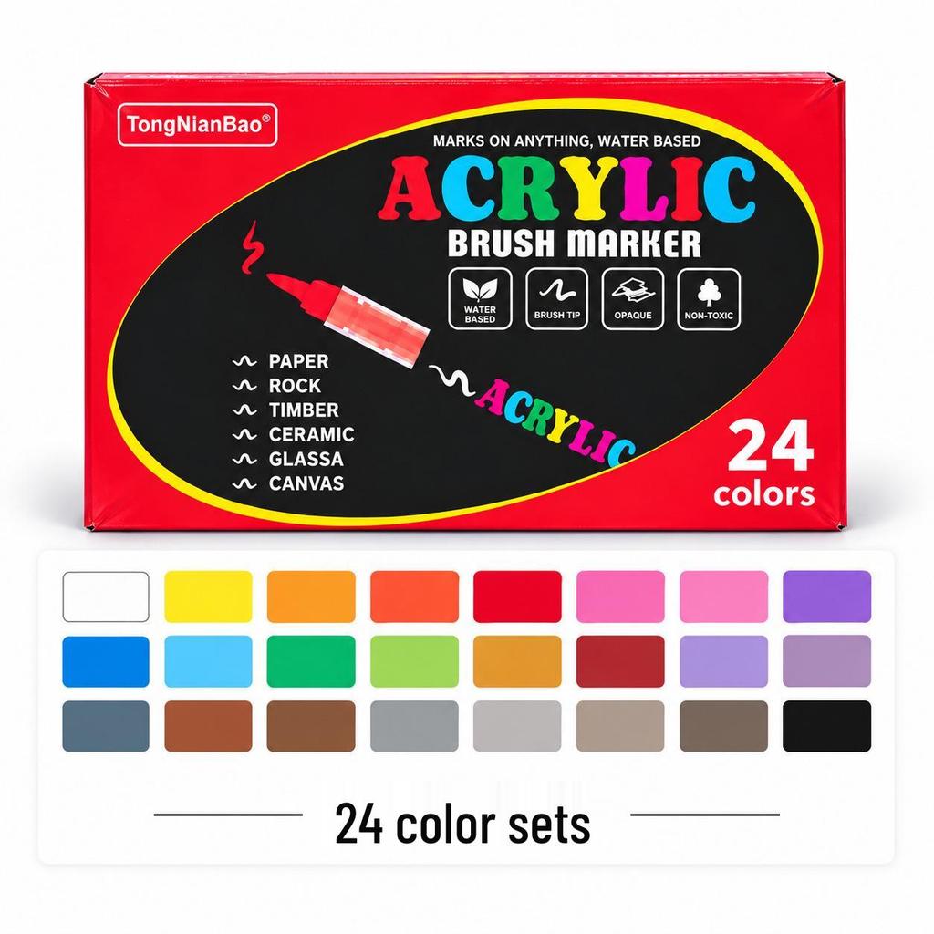 Liquid Acrylic Marker Set with Soft Tips for DIY Art & Professional Watercolor Painting