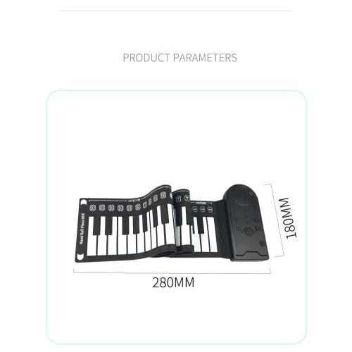 Portable Roll-Up Electronic Piano, 49 Keys, Battery-Powered, Foldable Electronic Soft Keyboard, ABS Plastic, for Beginners, Black