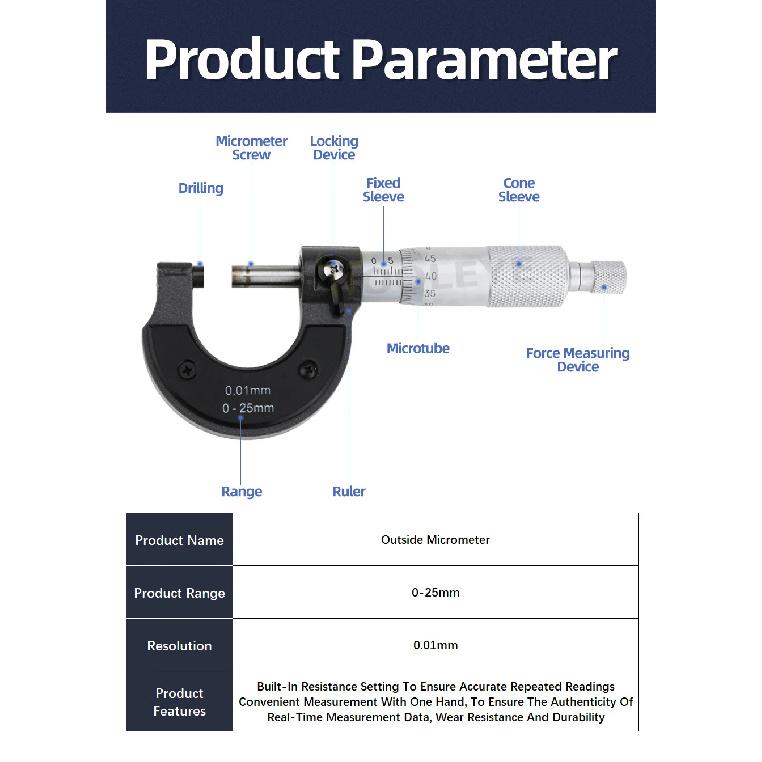 External Micrometer Set Outside Micrometer Micro Meter Mechanical Micrometers Measuring Tools Micrometric Gauges For Measurement