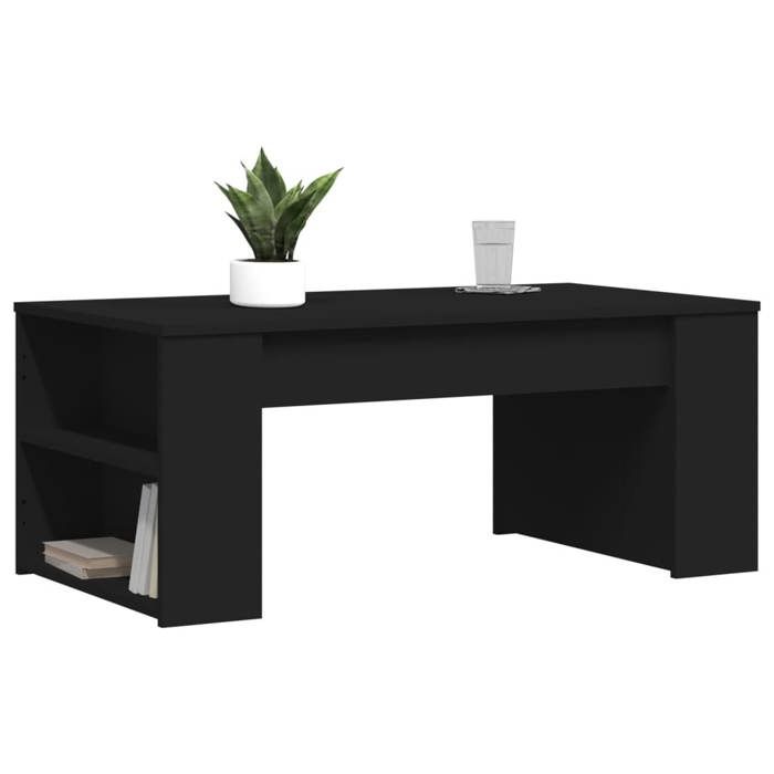 VidaXL Coffee Table, Side Table with Storage, End Table, Living Room Furniture, Modern, Black Wood 831854