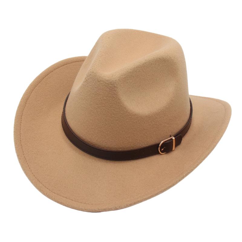 Western Cowboy Hat Upturned Belt Accessories Felt Hat Tibetan Hat Ethnic Style Wear Performance Cashmere Jazz Hat