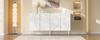 Modern sideboard with 3D curved doors, handleless design, living room hallway storage, made of PB and MDF, metal legs