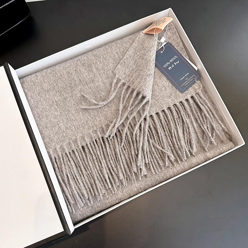 High-end 100% wool scarf women's winter thickened high-end new camel shawl birthday new gift