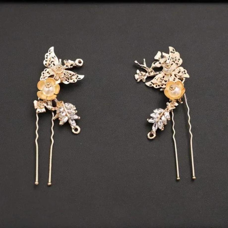 Chinese Wedding Xiu He Headdress Ancient Hanfu Golden Tassel Hair Ornaments Traditional Ethnic Bridal Hair Accessories