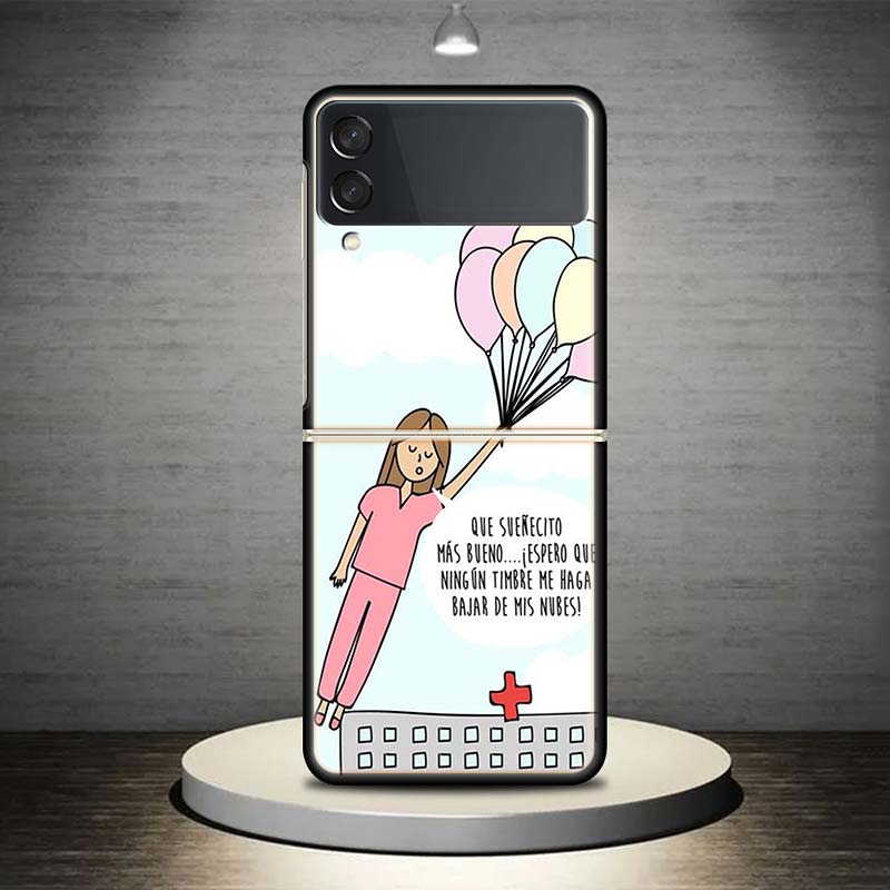 Funny Medicine Nurse Doctor For Samsung Galaxy Z Flip 4 3 5G Phone Case Black Hard Cover ZFlip 4 3 Luxury Shockproof Bumper Coqu