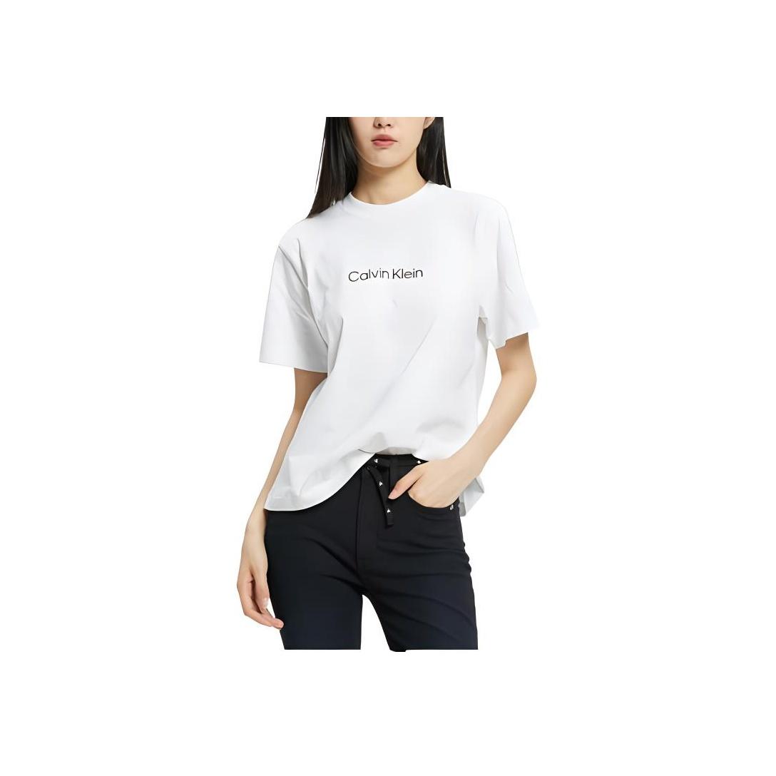 

Calvin Klein Минималистичная хлопковая дышащая футболка с буквенным принтом, женские топы, белые 40WH113-540 S