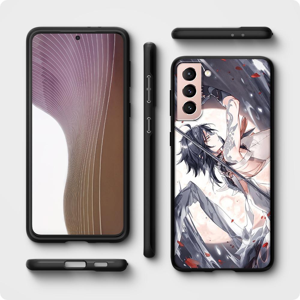 Genshin Impact Game Case for Samsung Galaxy S22 Ultra Phone Cover S21 S20 FE S10 5G S9 S8 Plus S10e S7 Edge Black Soft Silicone