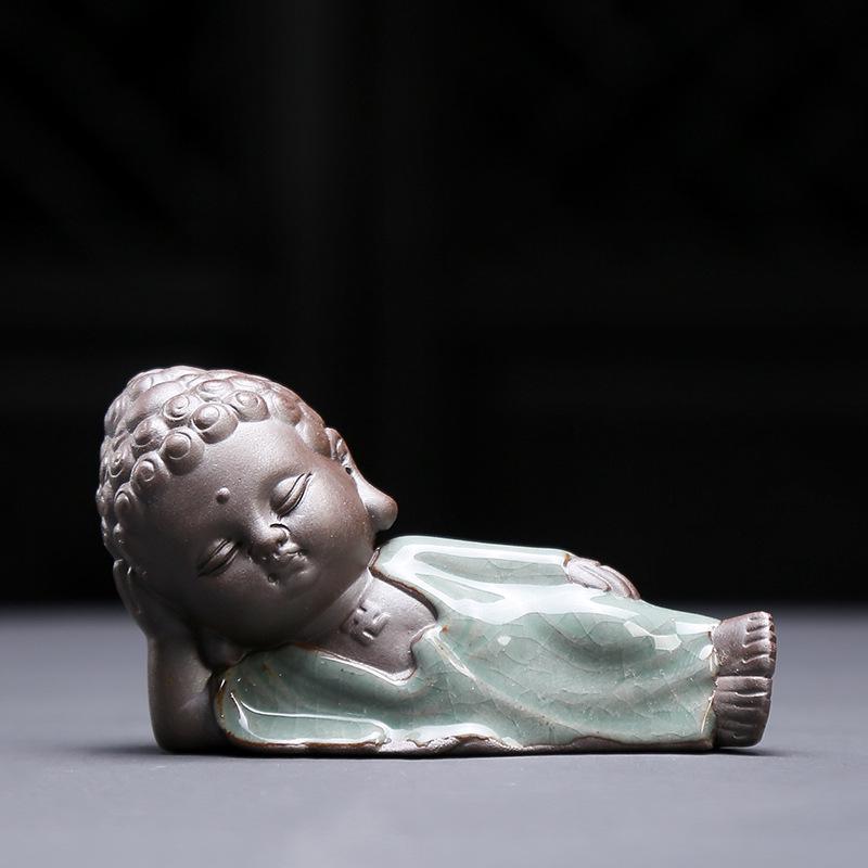 Zen Little Monk Bonsai Accessory - Ceramic Tea Pet Micro Landscape Ornament