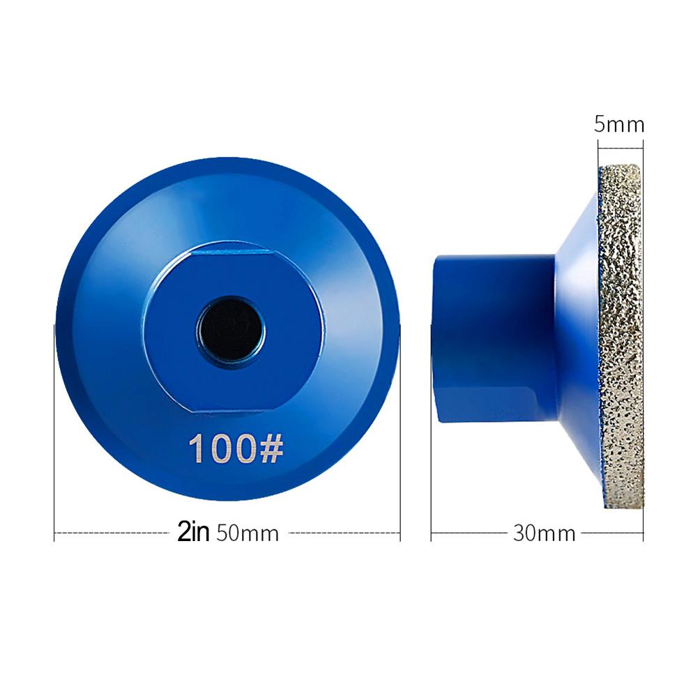 1pc 45/60/100Grit Grinding Wheel 50mm Brazed Flat Grinding Head Marble Stone Trimming Polishing Disc Abrasive Pad Power Tool