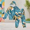 Girls Leaf Printed Hooded Tracksuit Long Sleeve Kangaroo Pocket Cuffed Pants Two Piece Set