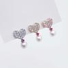 925 Silver Cubic Heart Pearl Earrings
