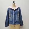 Women Casual Long Sleeve Fleece Denim Ladies Jacket Hooded Hasp Jeans Coat