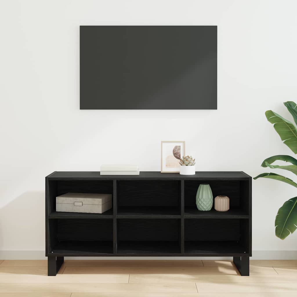 TV Stand In Black Oak Look 103.5 X 30 X 50 Cm