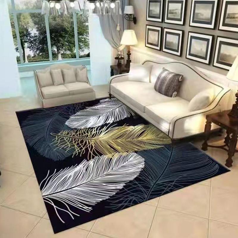 Nordic Modern Minimalist Abstract Living Room Carpet Feather Print Coffee Table Mat Home Bedroom Bedside Carpet Fully Covered