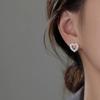 2024 Hot-Selling Love Heart Stud Earrings: 925 Sterling Silver, Light Luxury, Crushed Silver Design for High-End Elegance