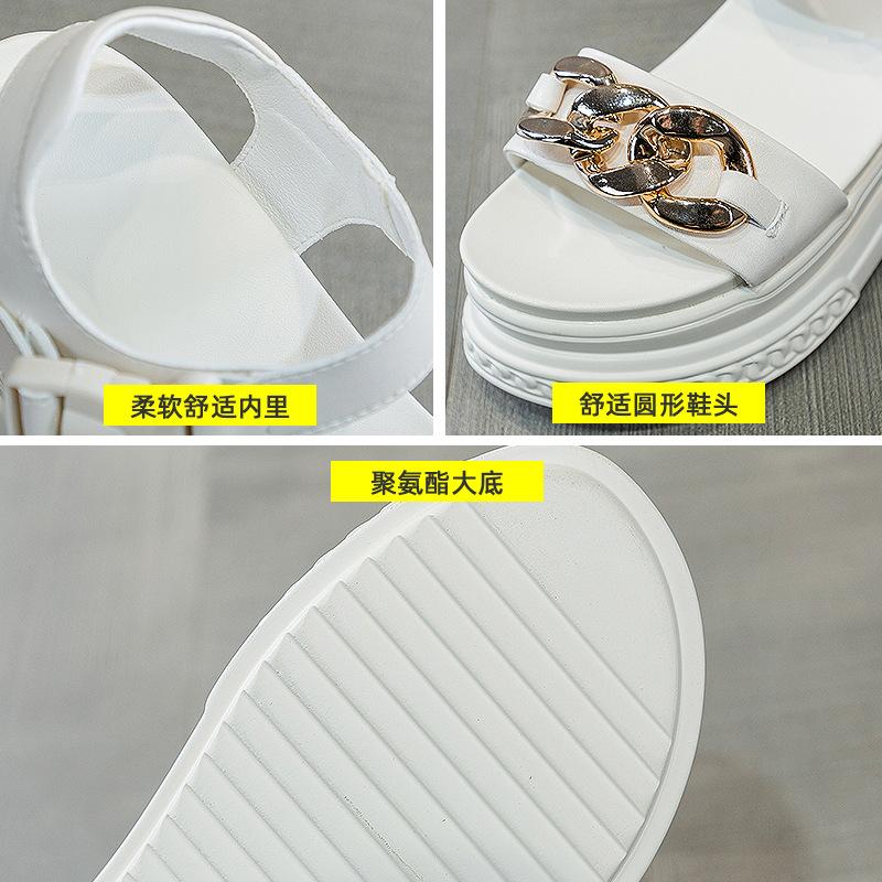 Thick-soled Soft-soled Sandals Female 2025 New Fashion Outer Wear Fairy Two-layer Cowhide Roman Sandals Korean Version Horse Buckle