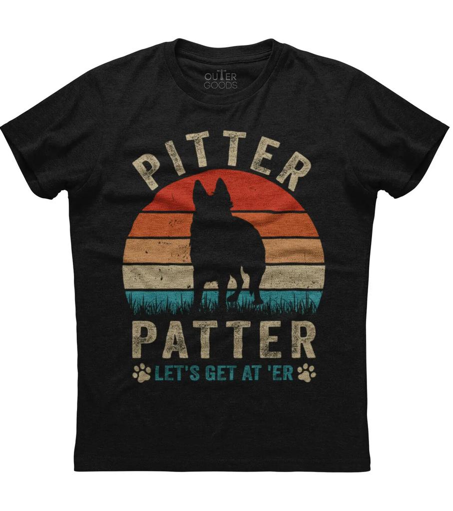 Pitter Patter German Shepherd Dog Vintage Graphic Dog Lovers gift TShirt Summer Cotton ONeck Short Sleeve Mens T Shirt New