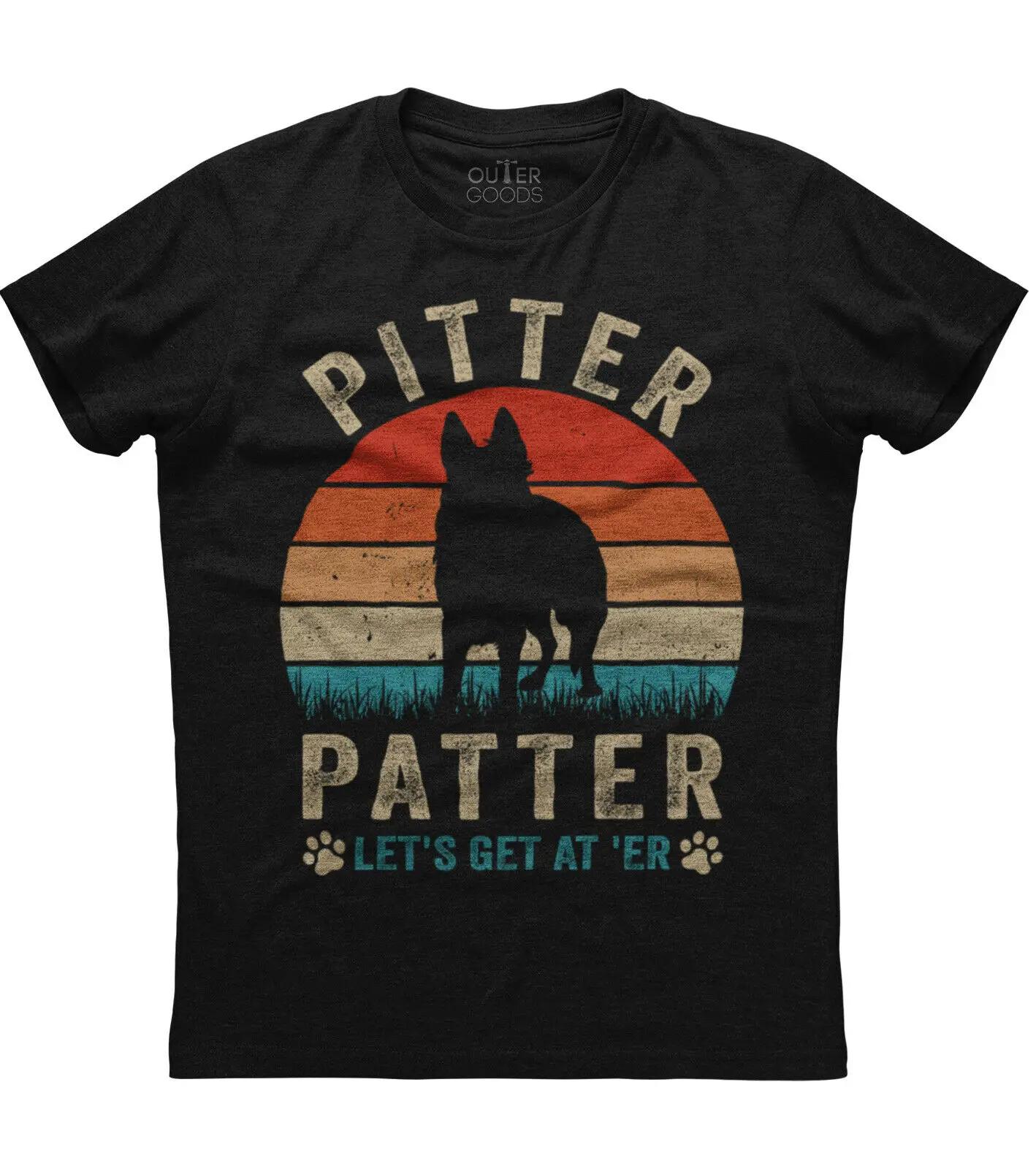 

Pitter Patter German Shepherd Dog Vintage Graphic Dog Lovers gift TShirt Summer Cotton ONeck Short Sleeve Mens T Shirt New S