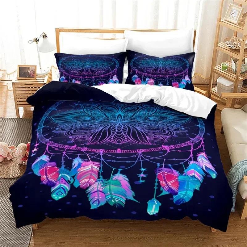 Luxury New 3D Print Dreamcatcher Duvet Cover Bohemia Mandala Feathers Bedding Set Microfiber Exotic Floral Cover King