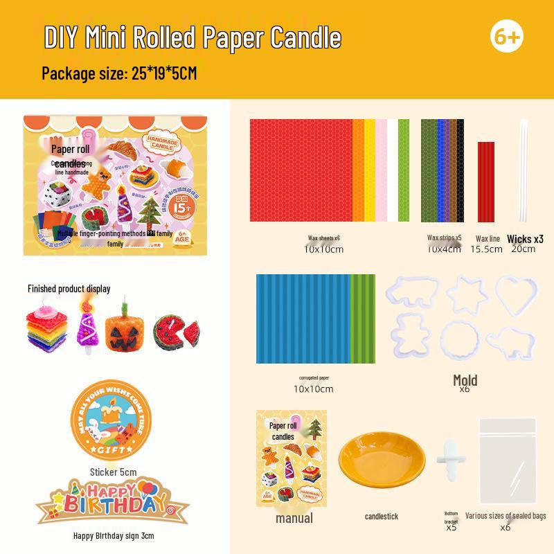 Handmade DIY Cake Dessert Candle Toy for Kids – Mini Origami Candle Gift Set