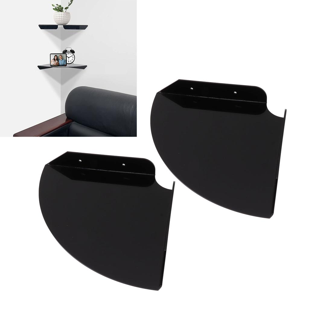 2pcs Wall Mount Floating Corner Shelves Quarter Round Hanging Corner Shelves for Bedrooms Living Rooms Shower Room